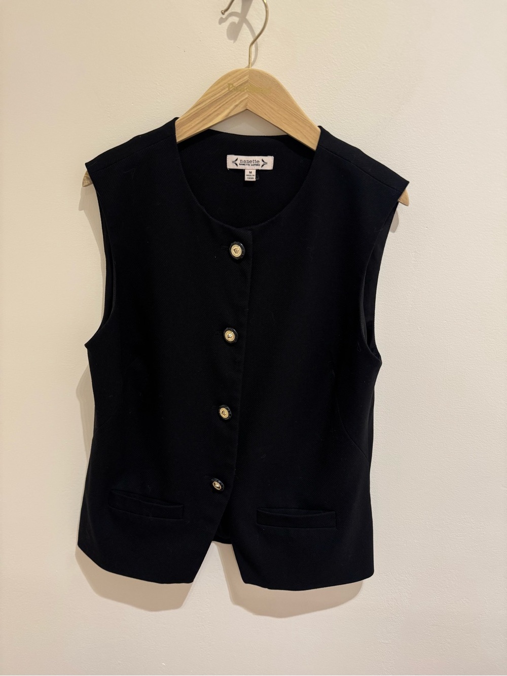 Nanette Lepore Black Sleeveless Button Vest with Gold Buttons M